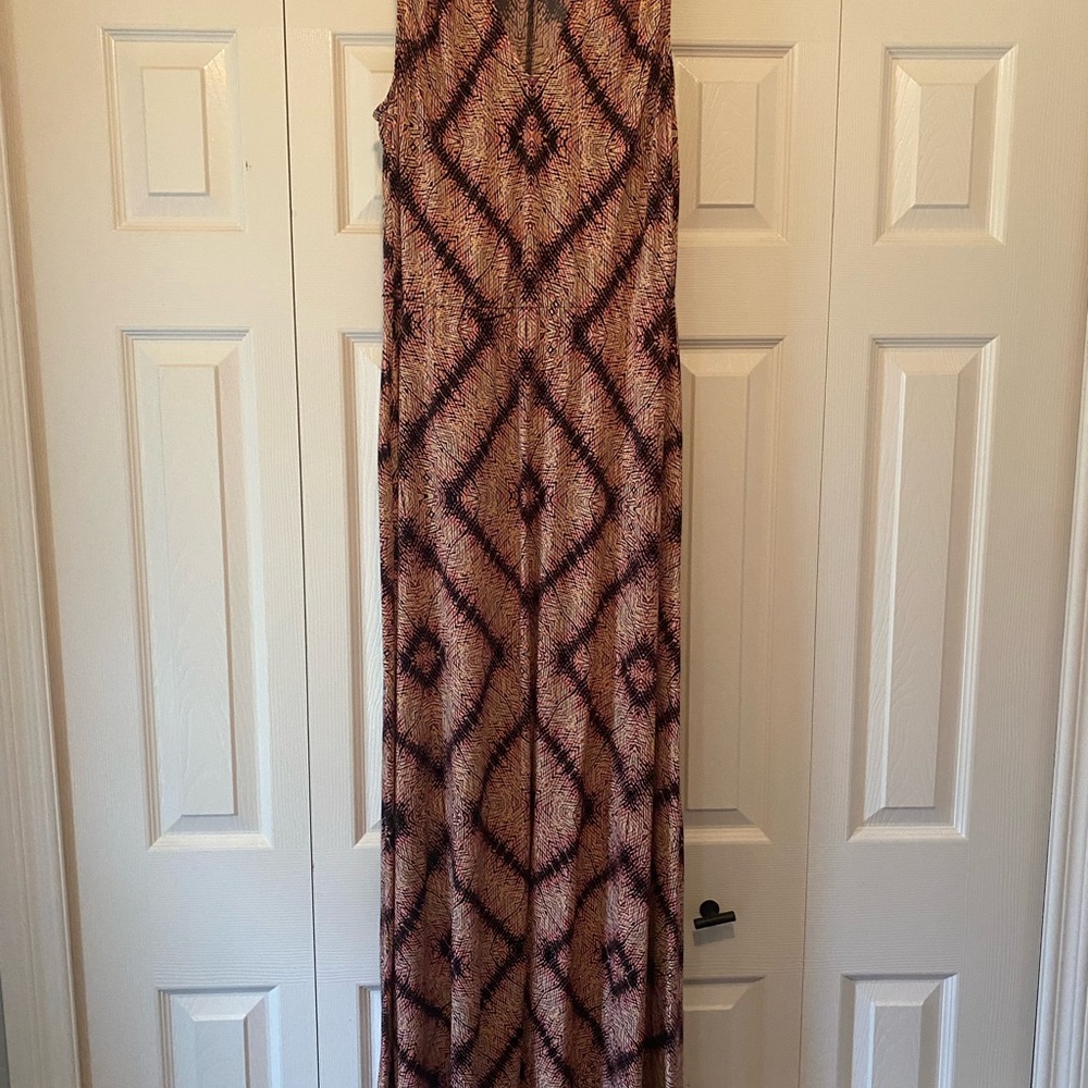 London Times Geometric Maxi Dress in Pink and Purple